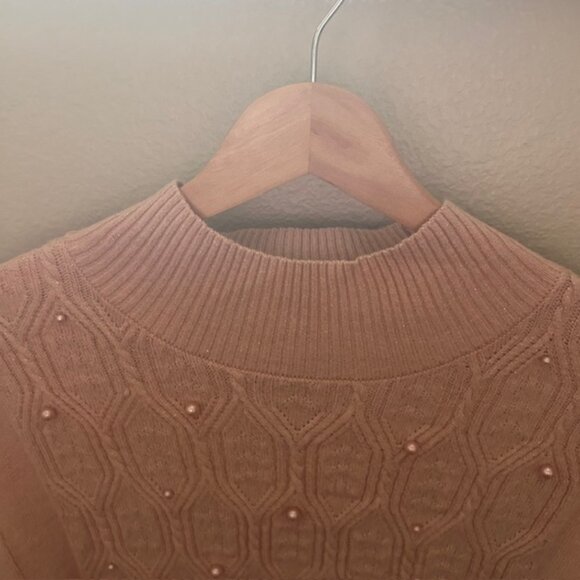 Briggs soft blush pink mock neck sweater with pearl detailing size XL - Picture 4 of 9